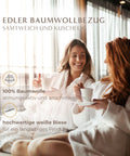 Excellence Topper Federfrei mit atmungsaktivem Baumwollbezug und hochwertiger weißer Biese für ein angenehmes und komfortables Schlafklima.