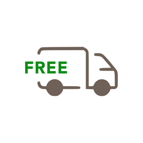 Lieferwagen-Icon mit dem Schriftzug „FREE“ als Symbol für kostenlosen Versand innerhalb Deutschlands