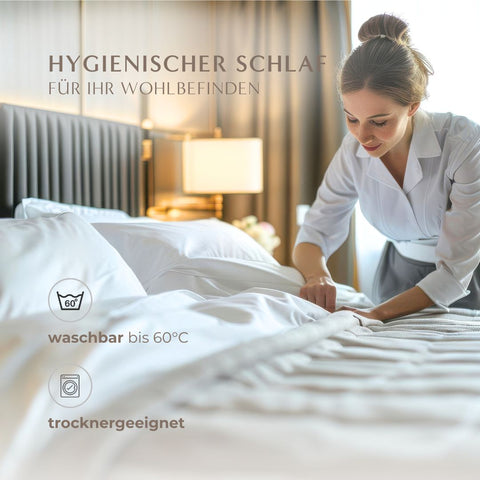 Premium Kopfkissen Natural Hybrid mit pflegeleichter Verarbeitung, waschbarer Ausführung und hochwertiger Hotelqualität.