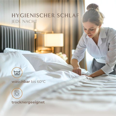 Hygienische Halbdaunendecke waschbar bis 60 Grad und trocknergeeignet für den täglichen Gebrauch